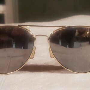 Vintage AVIATOR SUNGLASSES (Gold Frame w/ Mirrored Glass Lenses-80’s) Unbranded